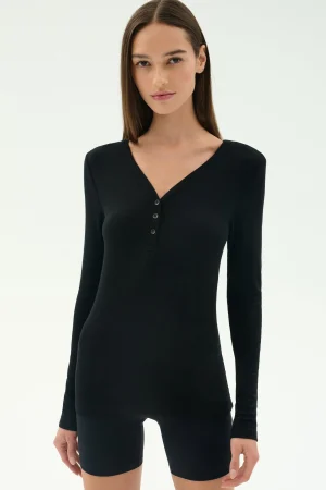 Discount Louise Rib Henley Tops & Tanks