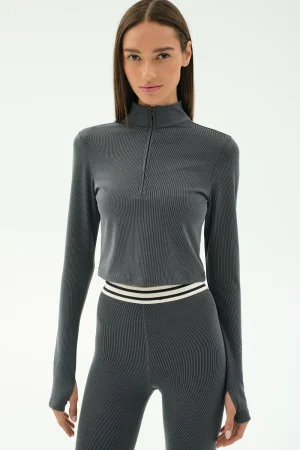 Outlet Stevie Active Rib Half Zip Outerwear|Tops & Tanks